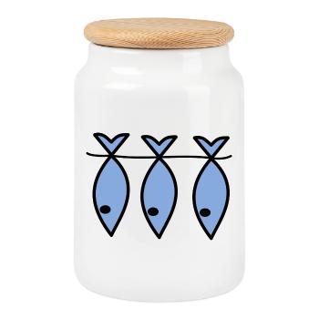 FISCH. Aprilscherze. HUMOR. MEER. OZEAN - Keksdose mit Holzdeckel - Weiß - Vorne