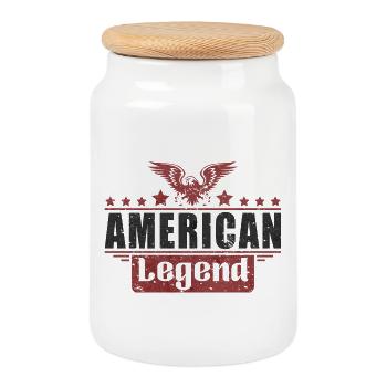 Amerikanische Legende - Keksdose mit Holzdeckel - Weiß - Vorne