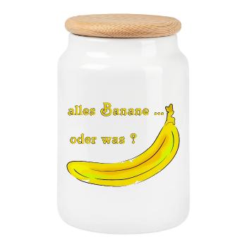 Banana fruit - Cookie Jar with Wooden Lid - white - Front