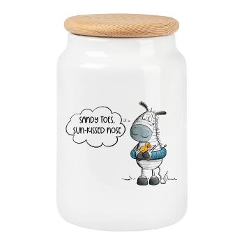 Dicton de plage d’été zèbre - Boîte à biscuits avec couvercle en bois - blanc - Devant