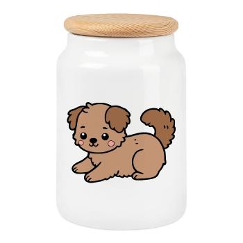 Hund - Keksdose mit Holzdeckel - Weiß - Vorne