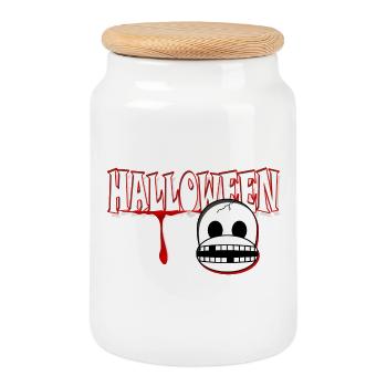 Halloween - Boîte à biscuits avec couvercle en bois - blanc - Devant