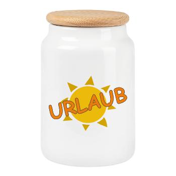 VACANCES - Boîte à biscuits avec couvercle en bois - blanc - Devant