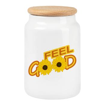 FEEL GOOD - Keksdose mit Holzdeckel - Weiß - Vorne