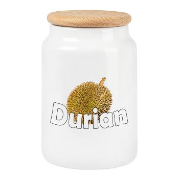 DURIAN - Keksdose mit Holzdeckel - Weiß - Vorne