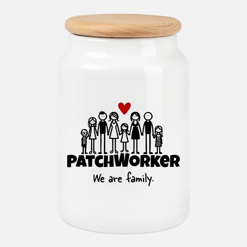 Patchworker We are family - Keksdose mit Holzdeckel - Weiß