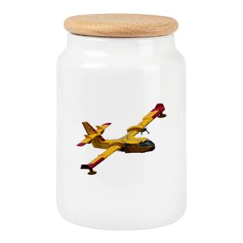 CL-415 - Boîte à biscuits avec couvercle en bois - blanc - Devant