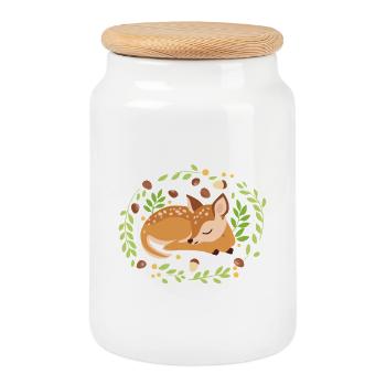 Fauve endormi - Boîte à biscuits avec couvercle en bois - blanc - Devant