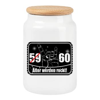 60th Birthday , Getting Older Rocks,Heavy Metal(25) - Cookie Jar with Wooden Lid - white - Front