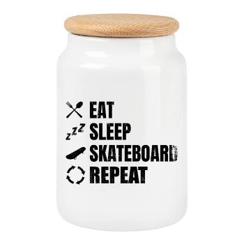 Routine quotidienne du skateur - Boîte à biscuits avec couvercle en bois - blanc - Devant