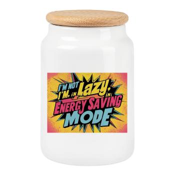 I'm not lazy, I'm in power saving mode - Cookie Jar with Wooden Lid - white - Front