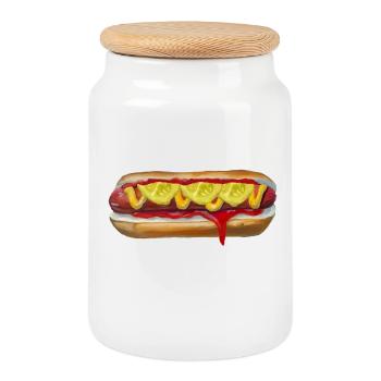 Farbexplosiver Hotdog Malerei - Keksdose mit Holzdeckel - Weiß - Vorne