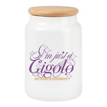Just a Gigolo – With Consent - Cookie Jar with Wooden Lid - white - Front