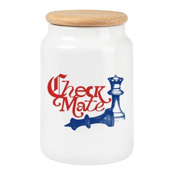 Check Mate Statement - Cookie Jar with Wooden Lid - white - Front