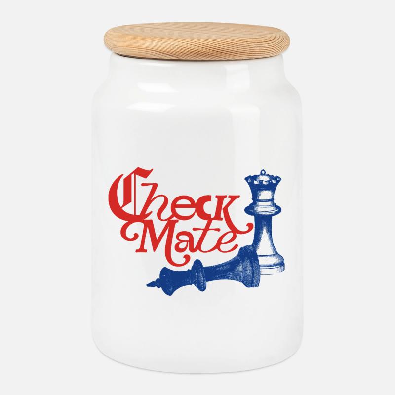 Check Mate Statement - Keksdose mit Holzdeckel - Weiß