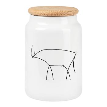 Taureau - Boîte à biscuits avec couvercle en bois - blanc - Devant