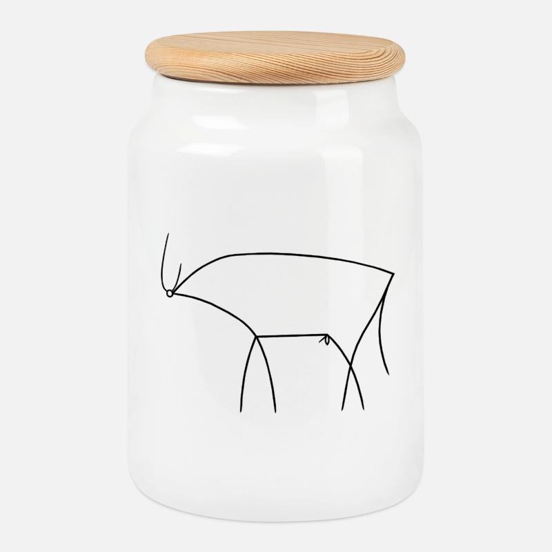 Stier - Keksdose mit Holzdeckel - Weiß