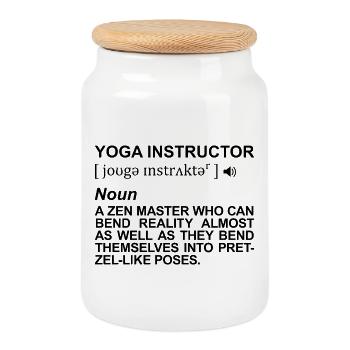 Yogalehrer Bedeutung - Keksdose mit Holzdeckel - Weiß - Vorne