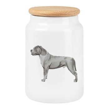 Staffordshire Bull Terrier - Cookie Jar with Wooden Lid - white - Front