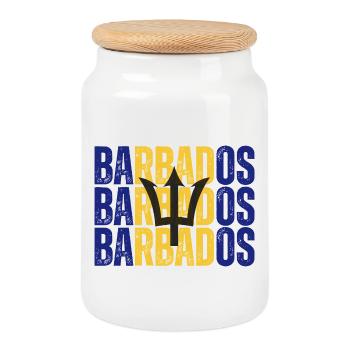 Flag of Barbados, Barbadian pride - Cookie Jar with Wooden Lid - white - Front