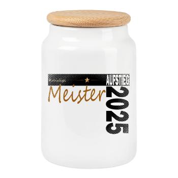 Kreisliga Meister Shirt Aufsteiger 2025 - Keksdose mit Holzdeckel - Weiß - Vorne