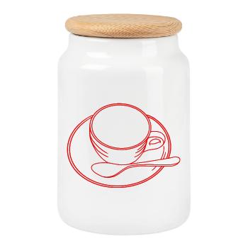 Amateurs de café - Boîte à biscuits avec couvercle en bois - blanc - Devant