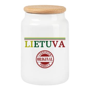 I love Lithuania, Lithuanian pride - Cookie Jar with Wooden Lid - white - Front