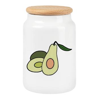 Delicious Fruit Avocado - Cookie Jar with Wooden Lid - white - Front