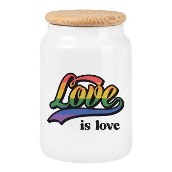 LGBT Pride Month - Liebe ist Liebe - Keksdose mit Holzdeckel - Weiß - Vorne