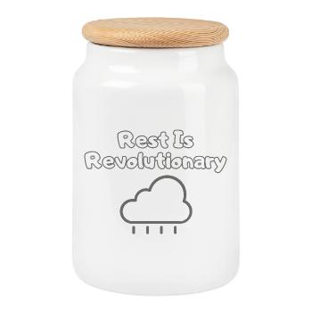 Le repos est révolutionnaire – Déclaration sur la santé mentale - Boîte à biscuits avec couvercle en bois - blanc - Devant