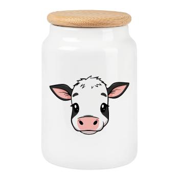 Cow - Cookie Jar with Wooden Lid - white - Front