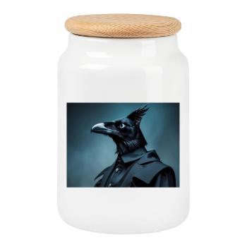 Mystischer Adler Porträt Design - Keksdose mit Holzdeckel - Weiß - Vorne