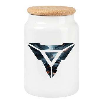 Galactic Fleet Emblem – Futuristic Space Battle - Cookie Jar with Wooden Lid - white - Front