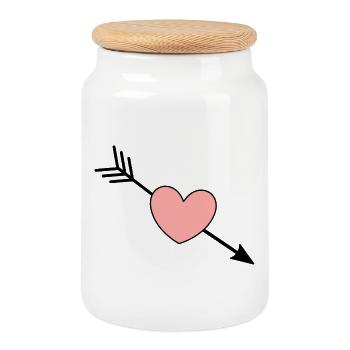 Cœur Rose Rouge Cœur Rose Cadeau de la Saint-Valentin - Boîte à biscuits avec couvercle en bois - blanc - Devant