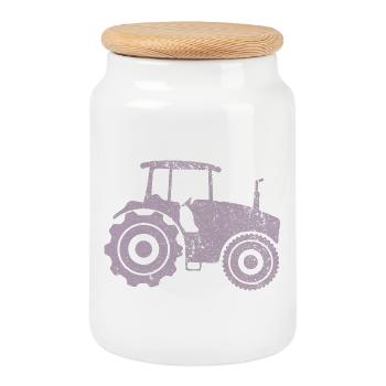 Silhouette de tracteur Farmer Grunge Design - Boîte à biscuits avec couvercle en bois - blanc - Devant