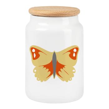 Beau papillon (illustration vectorielle) - Boîte à biscuits avec couvercle en bois - blanc - Devant