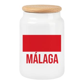 Málaga Cityscape T-shirt graphique - Boîte à biscuits avec couvercle en bois - blanc - Devant