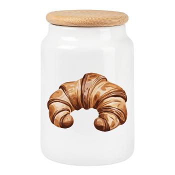 Croissant Simple Food Lover - Boîte à biscuits avec couvercle en bois - blanc - Devant