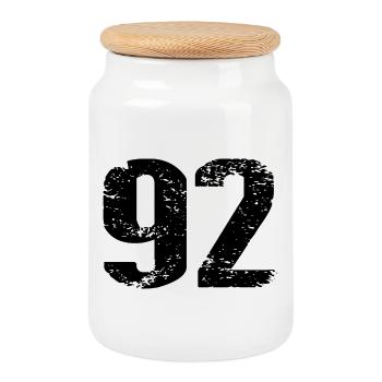 92 Number Jersey - Cookie Jar with Wooden Lid - white - Front