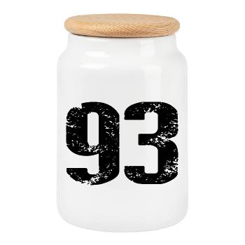 Maillot numéro 93 - Boîte à biscuits avec couvercle en bois - blanc - Devant