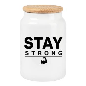 Stay Strong Bold Inspiring Design - Cookie Jar with Wooden Lid - white - Front