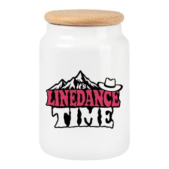 It's linedance time, Linedancing, Country Fan - Cookie Jar with Wooden Lid - white - Front