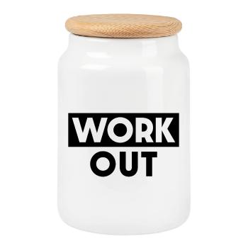 Work Out - Cookie Jar with Wooden Lid - white - Front