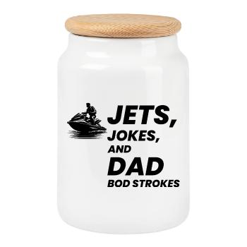 Funny Jet Ski Dad Bod Summer  - Cookie Jar with Wooden Lid - white - Front
