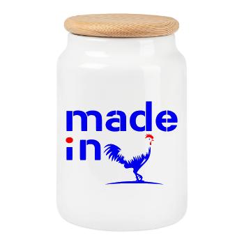 Made in France - Boîte à biscuits avec couvercle en bois - blanc - Devant