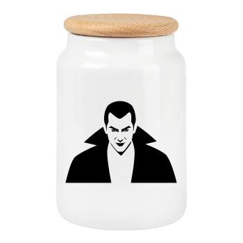 Vampir Illustration - Keksdose mit Holzdeckel - Weiß - Vorne