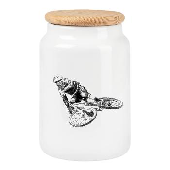 VTT - Boîte à biscuits avec couvercle en bois - blanc - Devant