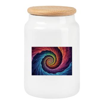 Colorful Galactic Vortex - Cookie Jar with Wooden Lid - white - Front