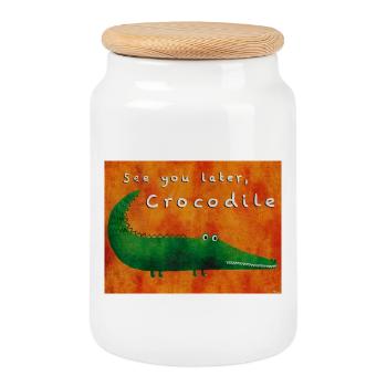 À plus tard, Crocodile - Boîte à biscuits avec couvercle en bois - blanc - Devant