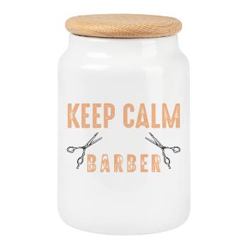 Barber keep calm - Keksdose mit Holzdeckel - Weiß - Vorne